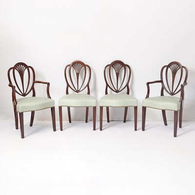 Lot 434 - Set of Eight Federal Style Upholstered Mahogany Dining Chairs