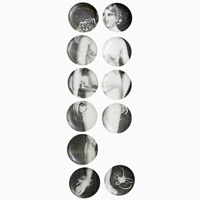 Lot 354 - Partial Set of Eleven Piero Fornasetti Transfer Printed Porcelain Eva (Eve) Plates