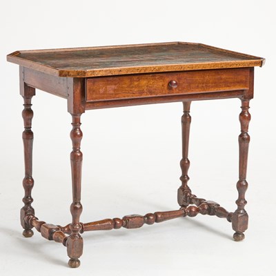 Lot 193 - English Leather Inset Fruitwood Side Table