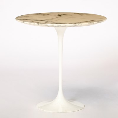 Lot 459 - Eero Saarinen White Enameled Metal and Marble "Tulip" Table