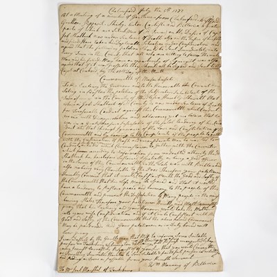 Lot 537 - A rare petition in defense of a Shay's Rebellion leader sentenced to death