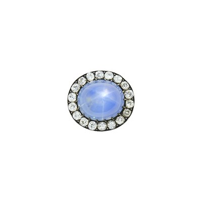 Lot 173 - Antique Silver, Gold, Star Sapphire and Diamond Pin