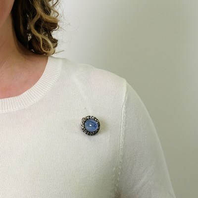Lot 173 - Antique Silver, Gold, Star Sapphire and Diamond Pin