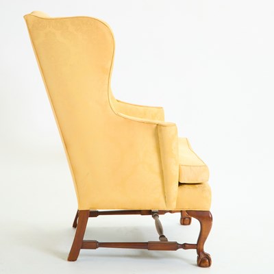 Lot 143 - George III Style Upholstered Mahogany Wing Chair