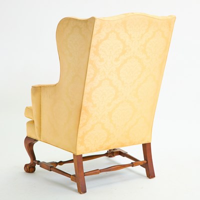 Lot 143 - George III Style Upholstered Mahogany Wing Chair