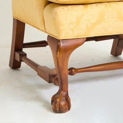 Lot 140 - George III Style Upholstered Mahogany Wing Chair