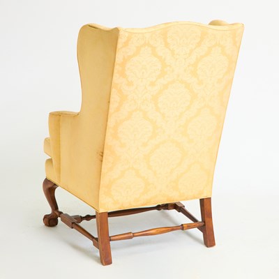 Lot 140 - George III Style Upholstered Mahogany Wing Chair
