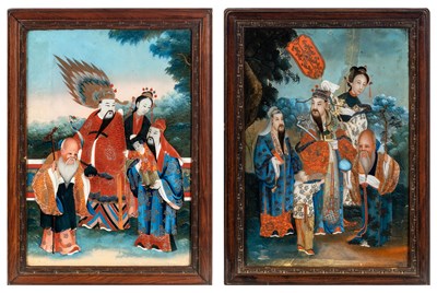 Lot 101 - A Pair of Chinese Reverse Glass Paintings