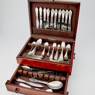 Lot 150 - Georg Jensen Sterling Silver Flatware Service in the Continental/Antik Pattern