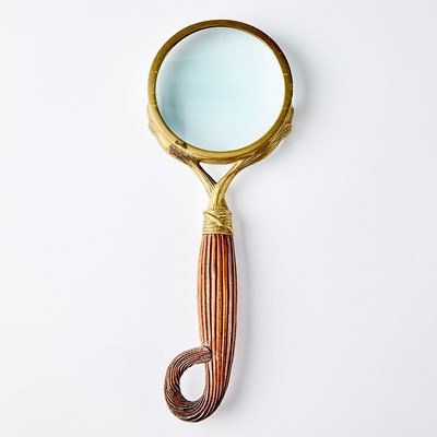 Lot 175 - Continental Brass-Mounted Wood Magnifying Glass