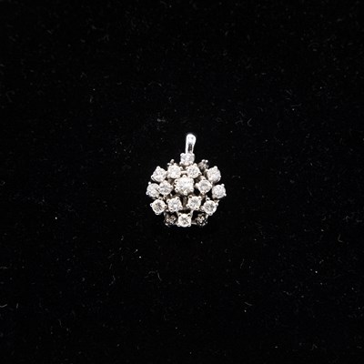 Lot 159 - 18KT White Gold & Diamond Cluster Pendant