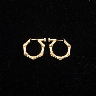 Lot 162 - Pair of 14KT Gold Tiffany & Co. Bamboo Hoop Earrings