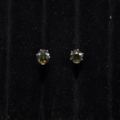 Lot 175 - Pair Of 14KT Gold & Green Tourmaline Earrings