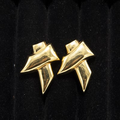 Lot 176 - Pair of 18KT Gold X-Form Earrings