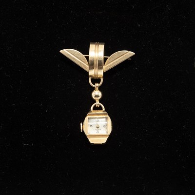 Lot 179 - Avalon 14KT Gold Lapel Pendant Watch