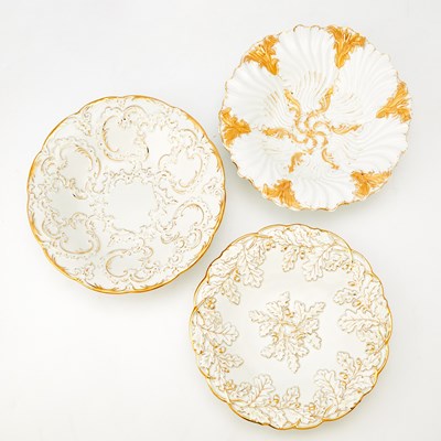 Lot 173 - Three Meissen Gilt-Decorated Porcelain Plates