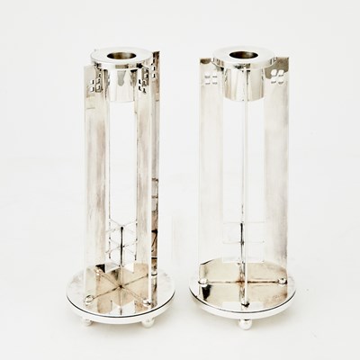 Lot 145 - Pair of Richard Meier Silverplate Skyscraper Candlesticks