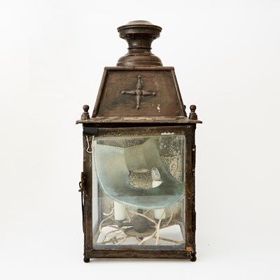 Lot 167 - Patinated Metal Square Lantern