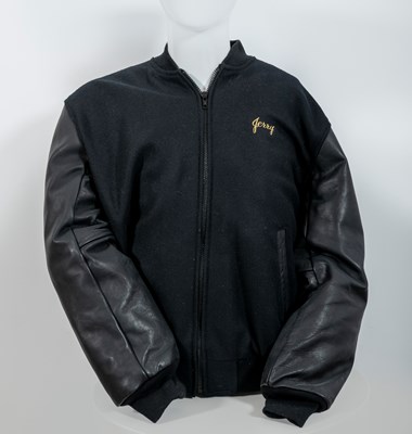 Lot 246 - Jerry Herman's Hello Dolly Black Leather and Wool Bomber Jacket