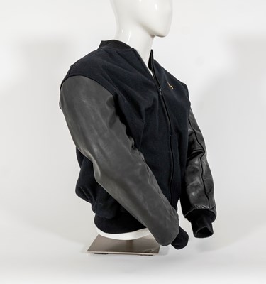 Lot 246 - Jerry Herman's Hello Dolly Black Leather and Wool Bomber Jacket