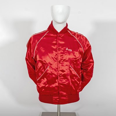 Lot 203 - La Cage aux Folles Red Bomber Jacket