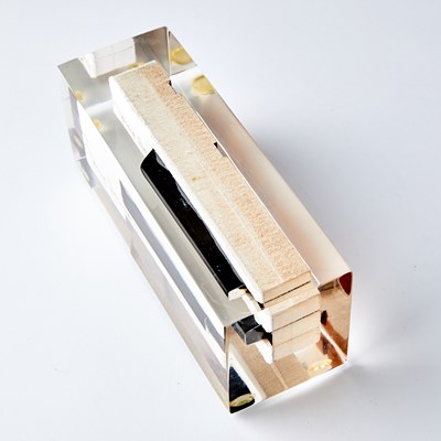 Lot 212 - Lucite Cased Ebony Piano Key signed by Jerry Herman