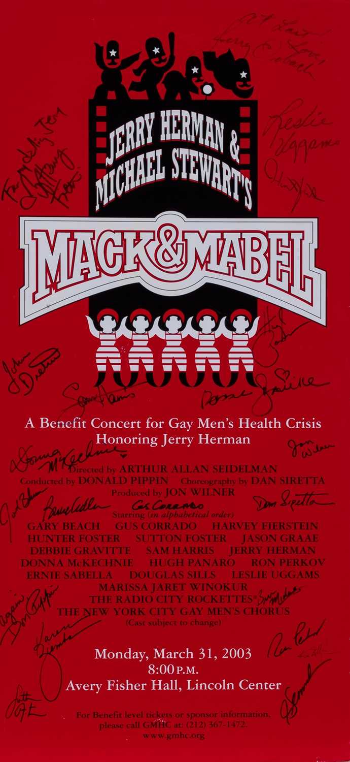 Lot 242 - Mack and Mabel Gay Men's Health Crisis Benefit Concert Signed Poster