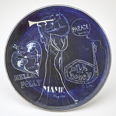 Lot 197 - Jerry Herman Musicals Incised Ceramic Plate by Paul Bellardo