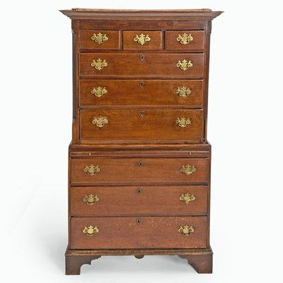 Lot 185 - George III Oak Chest on Chest