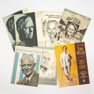 Lot 92 - A large group of Lotos Club menus signed by political figures, artists and authors