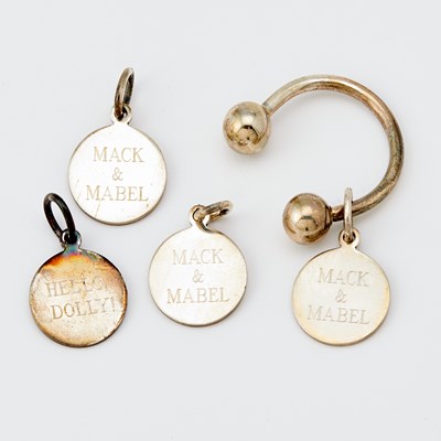 Lot 577 - Two Pair of Gold Cufflinks and Tiffany & Co. Silver Key Ring with Charms