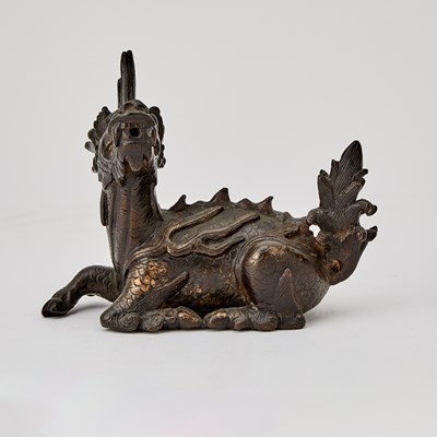 Lot 112 - A Chinese Bronze Qilin-Form Water Dropper