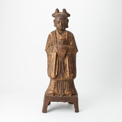 Lot 99 - A Chinese Cast Iron Figure of a Daoist Attendant