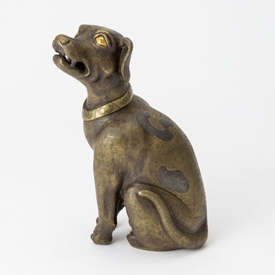 Lot 338 - A Japanese Mixed Metal Figure of a Seated Hound