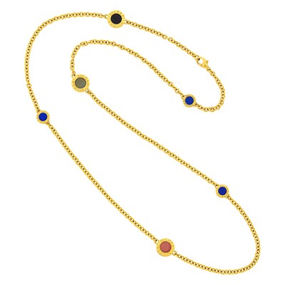 Lot 1011 - Bulgari Long Gold and Hardstone Chain Necklace