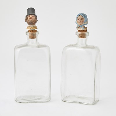 Lot 229 - Pair of Russian Glass Bottles with Porcelain Stoppers