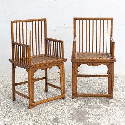 Lot 206 - Pair of Chinese Caned Seat Chairs