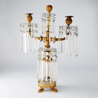 Lot 768 - Pair of Regency Ormolu-Mounted and Cut-Glass Three-Light Candelabra