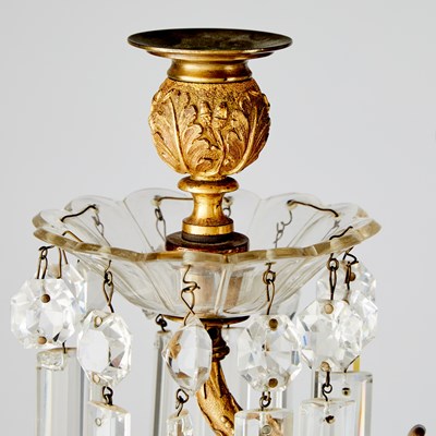 Lot 768 - Pair of Regency Ormolu-Mounted and Cut-Glass Three-Light Candelabra