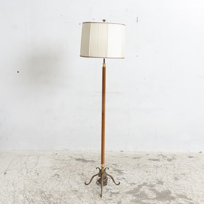 Lot 210 - Art Deco Style Brass & Leather Floor Lamp