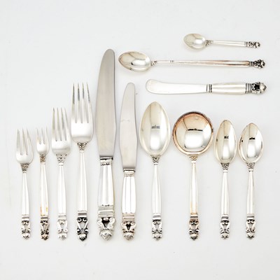 Lot 272 - Georg Jensen Sterling Silver "Acorn" Pattern Flatware Service