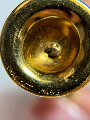Lot 98 - Chaumet Paris Gold, Lapis and Diamond Clarinet Brooch