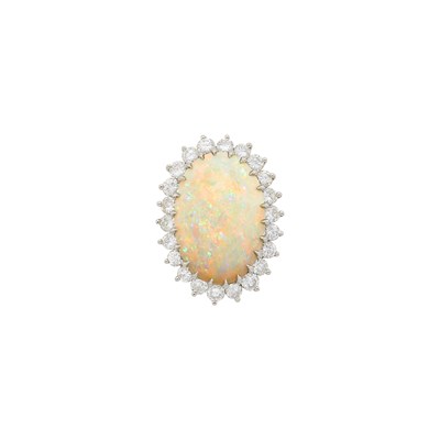 Lot 1067 - Platinum, Opal and Diamond Pendant-Brooch