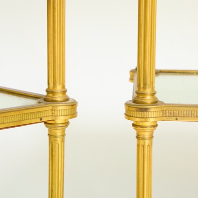 Lot 374 - Pair of Mirrored Brass Two-Tier Tables