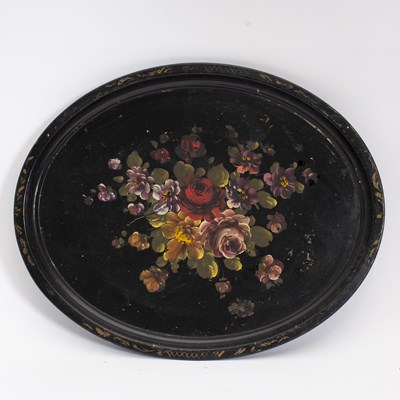 Lot 232 - Oval Floral Tole Tray