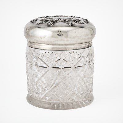 Lot 265 - Howard & Co. Sterling Silver Mounted Cut Glass Biscuit Jar