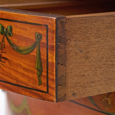 Lot 166 - Adams Style Painted Satinwood Demilune Cabinet