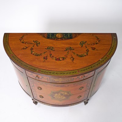 Lot 166 - Adams Style Painted Satinwood Demilune Cabinet