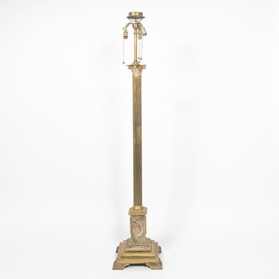 Lot 285 - Empire Style Brass Columnar Floor Lamp