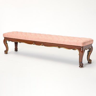 Lot 136 - George III Style Upholstered Parcel-Gilt Mahogany Bench